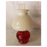 Red Lamp with Hobnail Shade