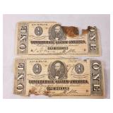 (2) 1864 $1 Confederate Facsimile Notes