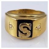 Mens "S - Initial" Ring - size 12