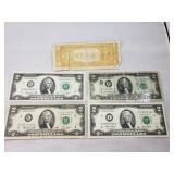 (5) Assorted US Currency Notes