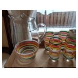 Striped Pitcher & Glasses Set