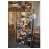 Shelf with Contents Including Items Plywood Shelf