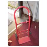 Red Hand Truck With Broken Wheel