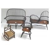 Group of wooden doll furniture- tete-a-tete, etc