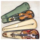 2 antique violins with cases- 1 is a Steiner