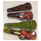 2 violins with cases- 1 is William Lewis