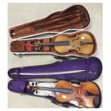 2 antique violins with cases