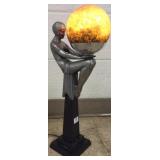 Deco style figural lamp with shade
