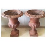 2- 30" cast iron garden urns
