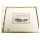 Framed signed. F. Christian watercolor- landscape