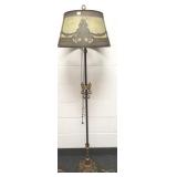 Ornate floor lamp with metal screen shade