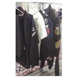Large group of WWII Navy uniforms including U.S.S.
