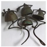 Set of 4 antique pony bells