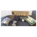 Group of decorative fishing related items &