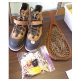 Wood trout net & a pair LaCrosse wading boots
