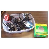 Group of fishing reels including Cabelas fly reel