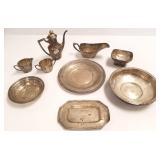 Group of assorted sterling including tea set