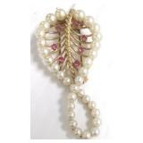 Vintage 14k brooch set with rubies & pearl
