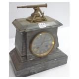 French marble & brass clock with telescope top