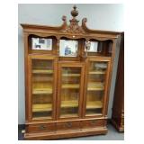Antique American oak 3-door bookcase with