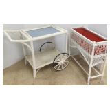 Wicker tea cart & fernery