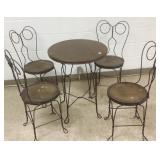 Oak ice cream table & 4 chairs (some as seen)