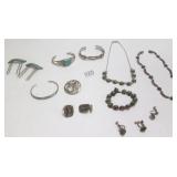 Group Southwest sterling jewelry, Taxco, etc