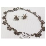 Signed Taxco sterling necklace & earrings