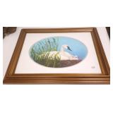 Framed oil on canvas- swan with cygnets