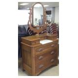 Marble top Victorian walnut dresser with