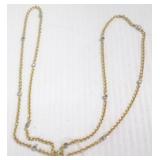 26" gold eternity necklace set with 12 diamond
