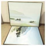 2 large signed Walter Meigs oil on canvas- Silk