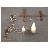 3 mid century metal wall sculptures