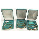 6- 14K gold bangle bracelets- 3 with boxes-