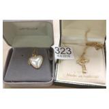 1- 14K gold cross necklace & 1- 14K gold heart