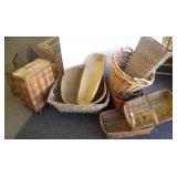 Group of assorted primitives, baskets, etc.