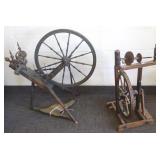 2 antique spinning wheels