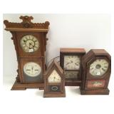 4 antique shelf clocks (as seen)
