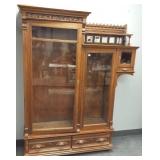 Victorian walnut unusual bookcase with beveled