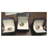 3- 14k shell motif brooches set with pearl