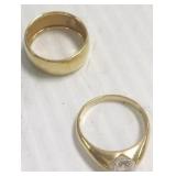 14K gold band & 14K ring set with stones 6.4 grams