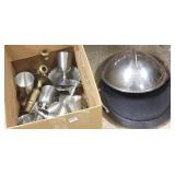 Group of metalware including pewter, stainless,