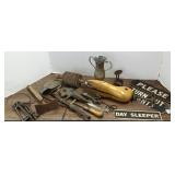 Group including primitive tools, keys, signs,