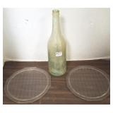 2 early Ford headlight lenses & Gluek bottle