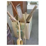 Group of primitive wood implements