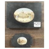 2 small Pietra Dura classical scenes 2" x 3" &