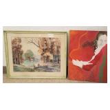 Framed signed Theo Solstad watercolor &