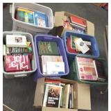Large group of books- medical, fishing, etc.