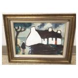 Framed unsigned Markey Robinson oil on board-