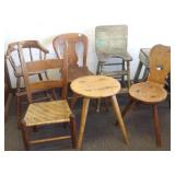 7 early stools, chairs, etc.